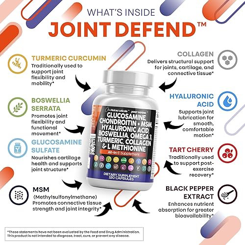 Miniatura 3 de Clean Nutraceuticals Glucosamina Condroitina MSM Cúrcuma Ácido Hialurónico Boswellia Colágeno Tart Cherry - Suplemento de apoyo para las