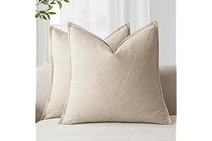 Foindtower Pack of 2: Linen Accent Throw Pillow Covers