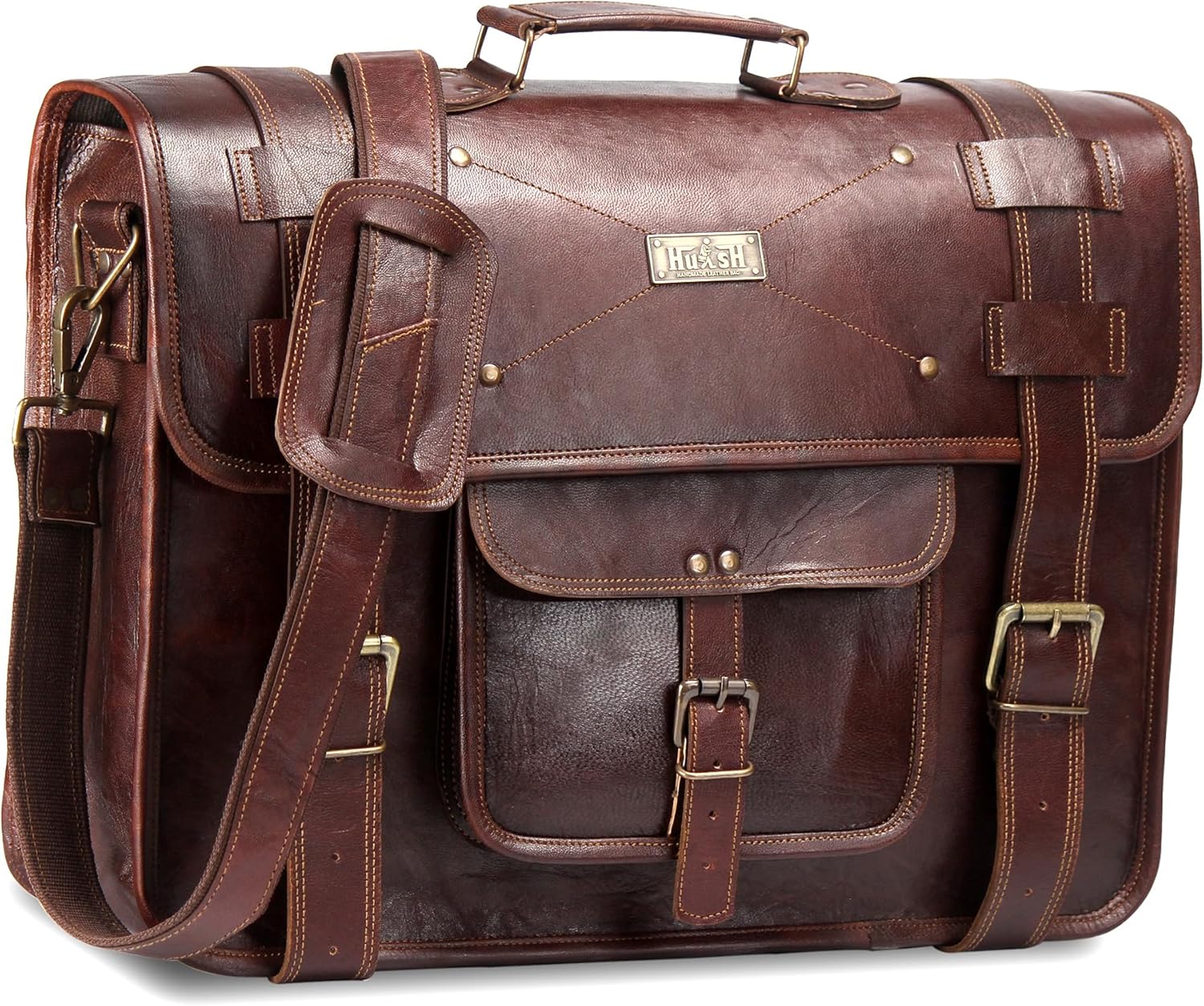 Spacious and Stylish Leather laptop bag for men large mens brown leather briefcase bag for men Perfect day companion Vintage look Handmade leather messenger bag for men 17 inch laptop device