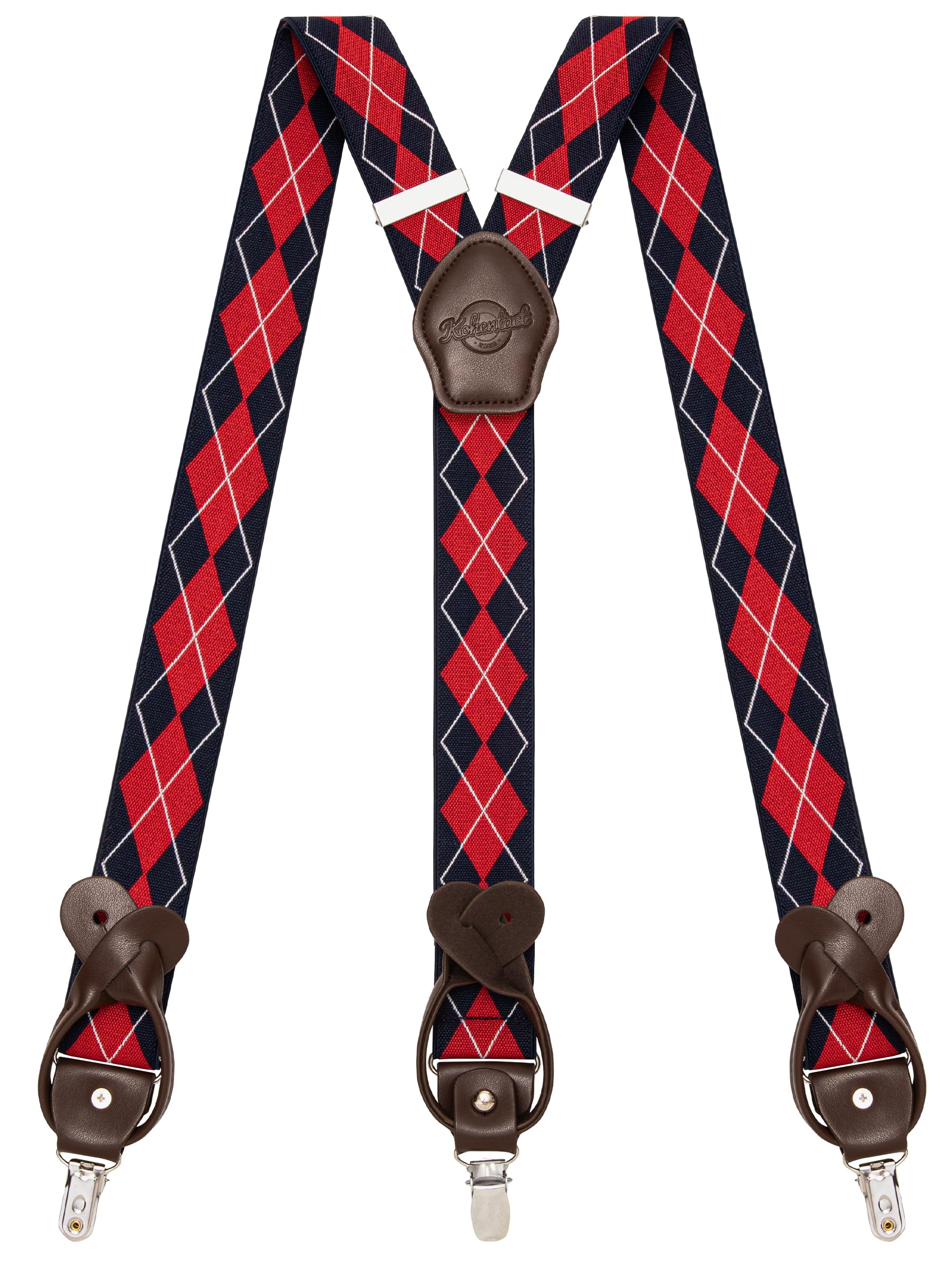 Suspenders for Men with Clip &amp; 6 Buttons 1.4in Y-Shape Stainless Steel