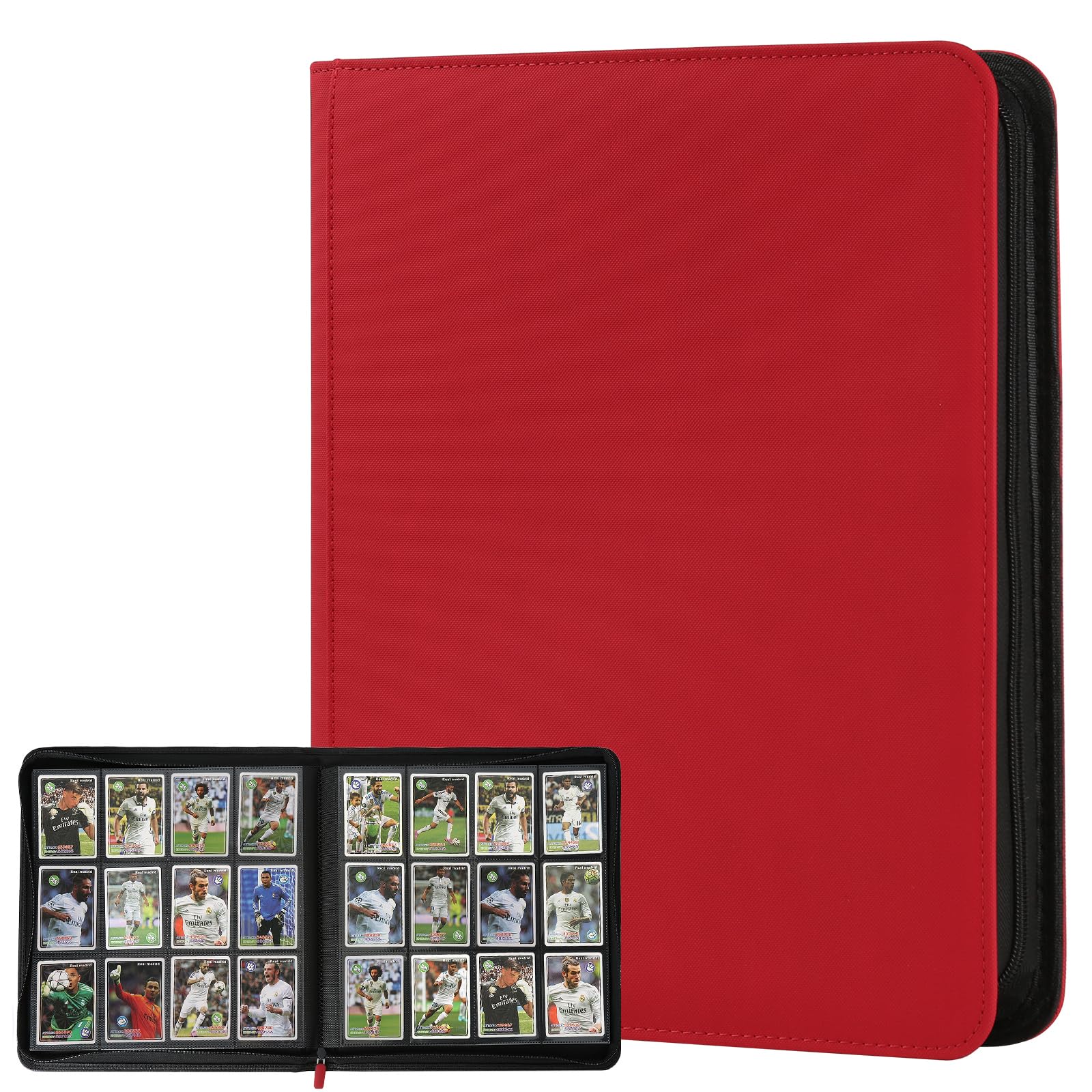 Trading Card Binder 12 Pocket, GERMUN PU Cover Card Binder for 720 Cards, Premium Trading Card Holder Folders, Double Sided Pocket Card Album for MTG, TCG (Red)
