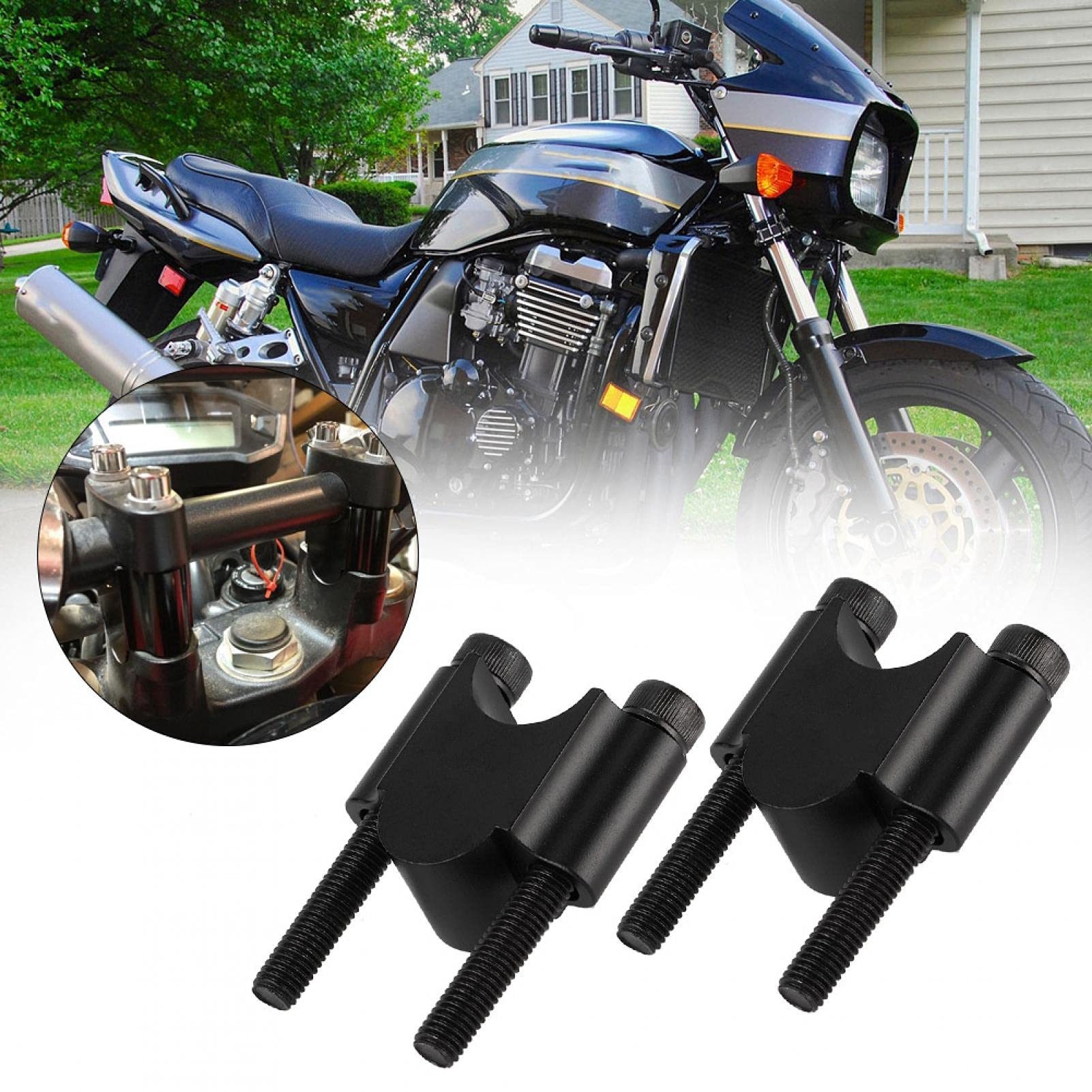 Morsetto riser manubrio moto universale in lega di alluminio adatto per manubrio da 7/8 '' 22 mm per bici da cross(Nero)