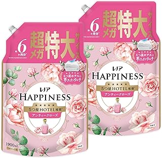 レノア Lenor 【まとめ買い】[大容量] ハピネス 夢ふわタッチ 柔軟剤 アンティークローズ 詰め替え 1,900mL×2袋