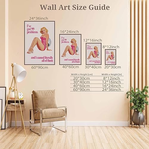 Miniatura 7 de Vintage I'Ve Got 99 Problems And I Caused Literally All Of Them Póster Mujer Cita Divertida Lienzo Arte de Pared de los años 60 y 70 Ama de Casa