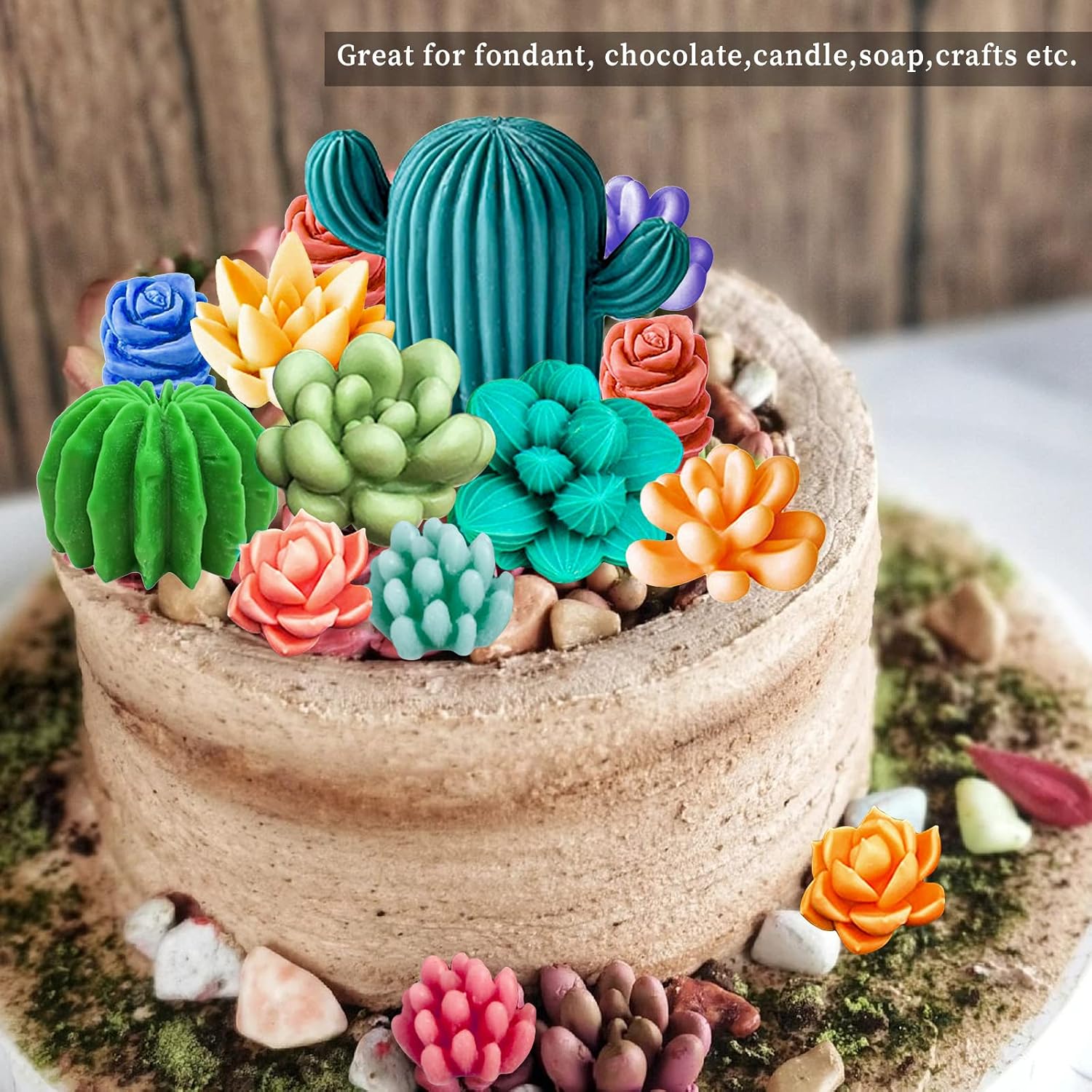 Wehous 9PCS Succulent Silicone Mold, 3D Succulent Cactus Candle Molds, Creative Chocolate Cake Decor Mold, Plant Flower Silicone Mold for Candle Soap Wax Resin Casting Art Crafts Making Supplies