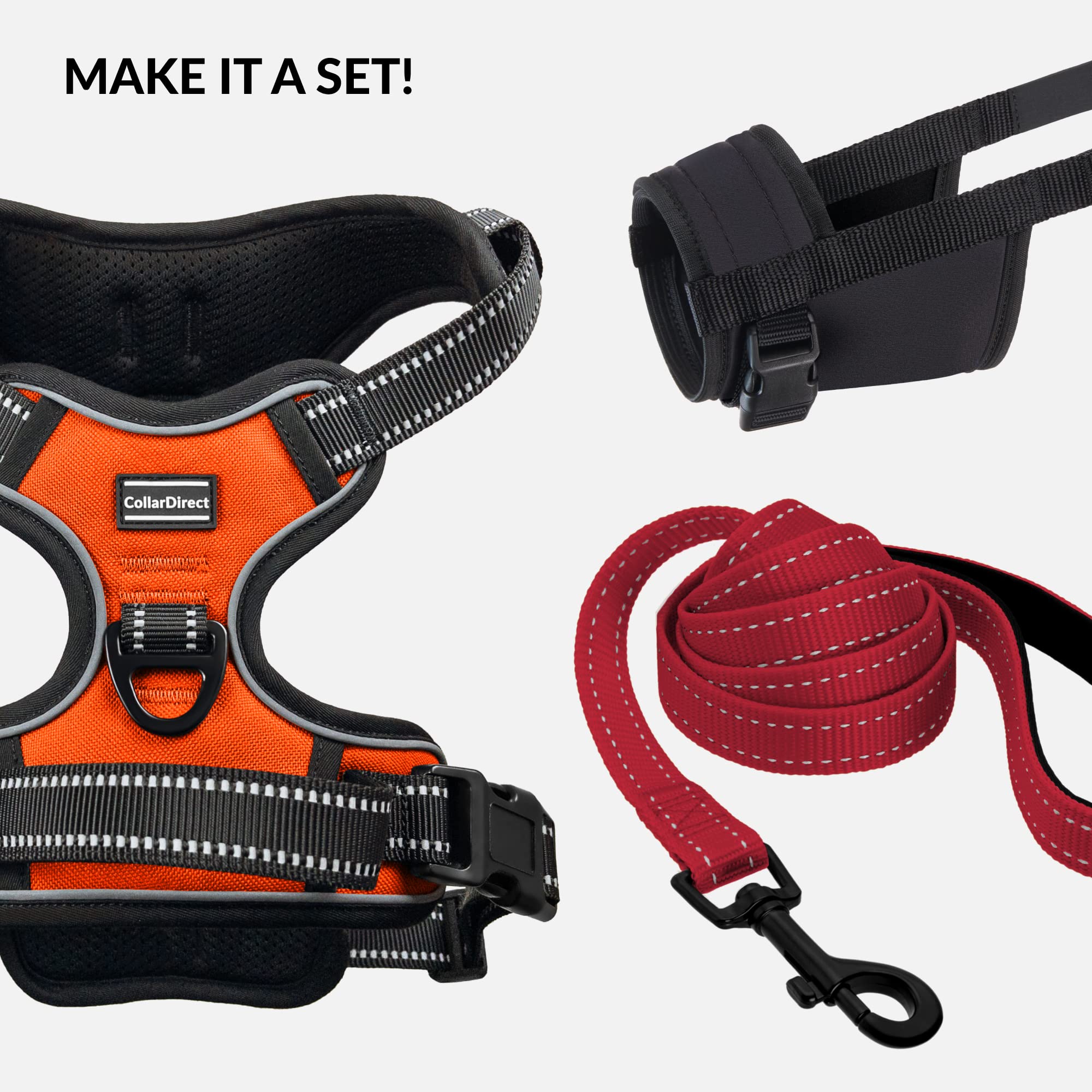 CollarDirect No Pull Reflective Dog Harness with Handle and Front Clip, Adjustible Soft Padded Vest for Small to Large Dogs Training and Walk (Size L, Orange) - image 6