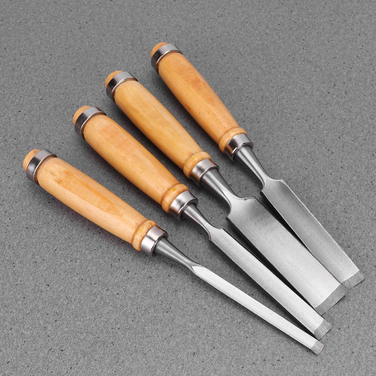 ULTECHNOVO Juego De 4 Cinceles De Madera Con Mango De Madera Maciza Para Tallado De Precisión Herramientas De Carpintería Para Talleres Y Artistas