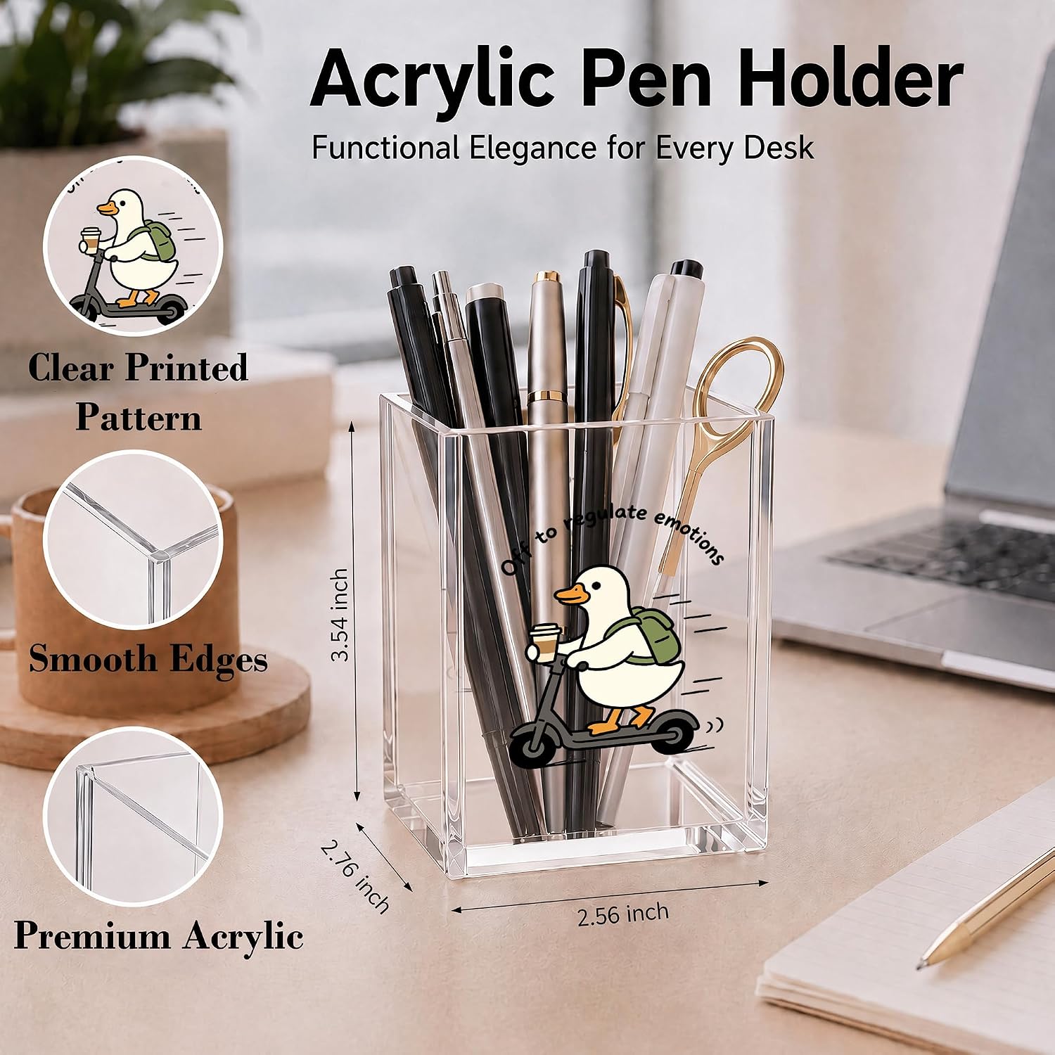 Office Acrylic Pencil Pen Holder-Coffee Goose Desk Organizer-B-40 image 2