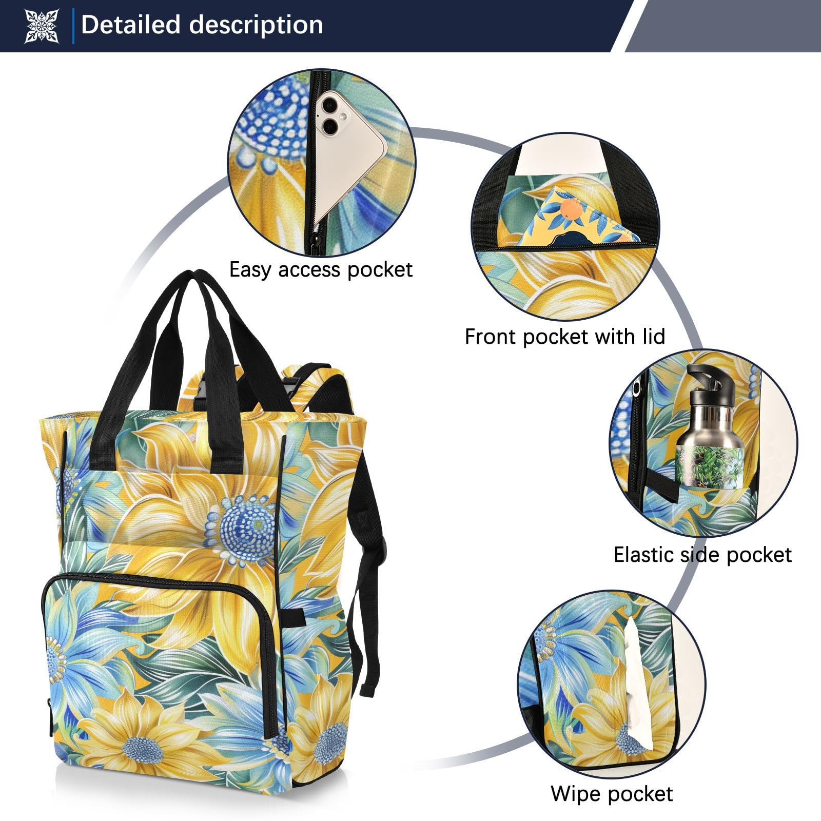 Borse Da Viaggio Pannolino Boho Giallo Chiaro Blu Bloom