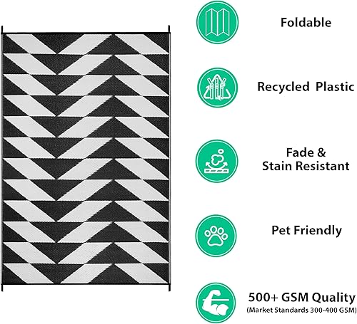 Miniatura 8 de Lush Ambience Alev - Alfombra roja para exteriores, lavable, impermeable, reversible, alfombra de paja de plástico reciclado, campamento, caravana,