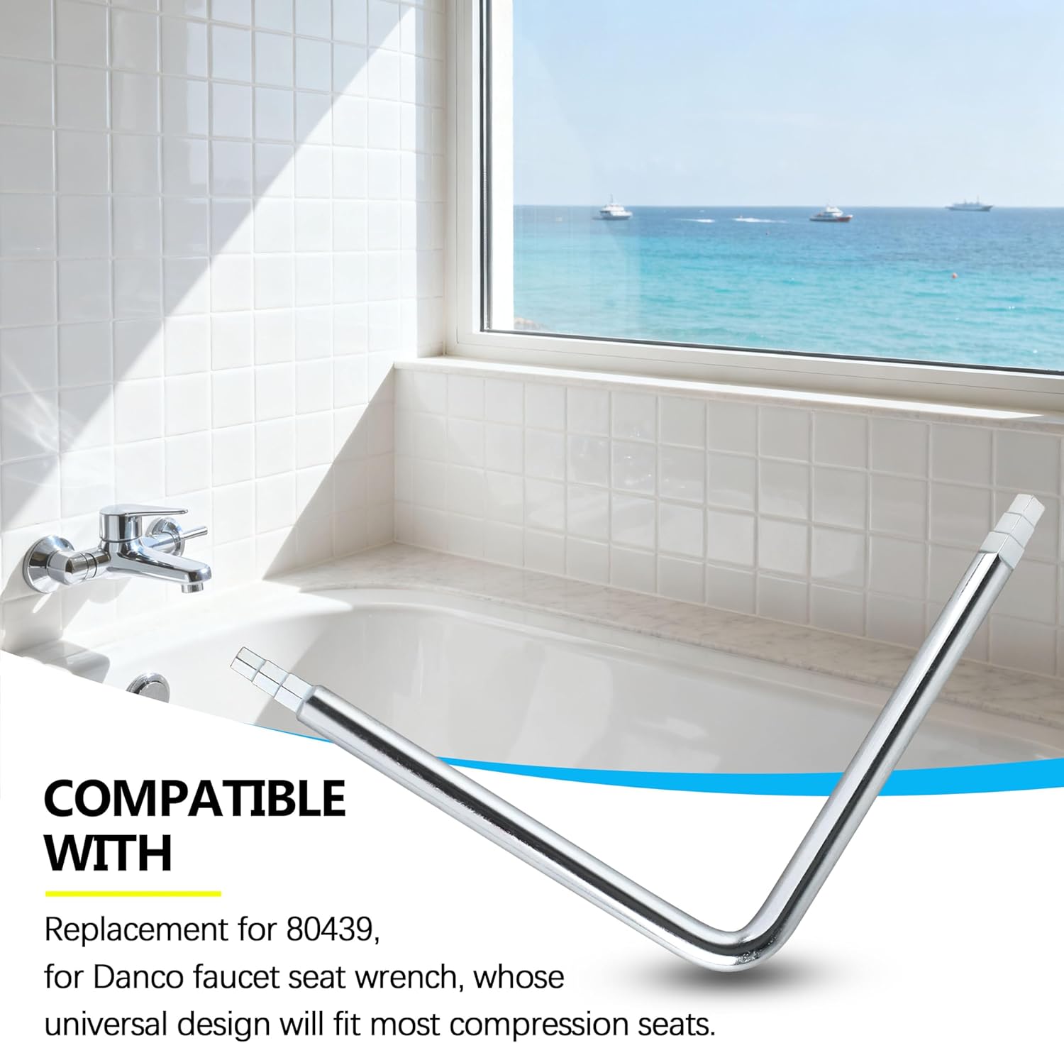 Faucet Seat Wrench, Compatible with Danco 80439, 2-Sided Design for Hex/Square Steel Seats - Faucet Compression Seat Installation & Removal Tool 1 Pcs
