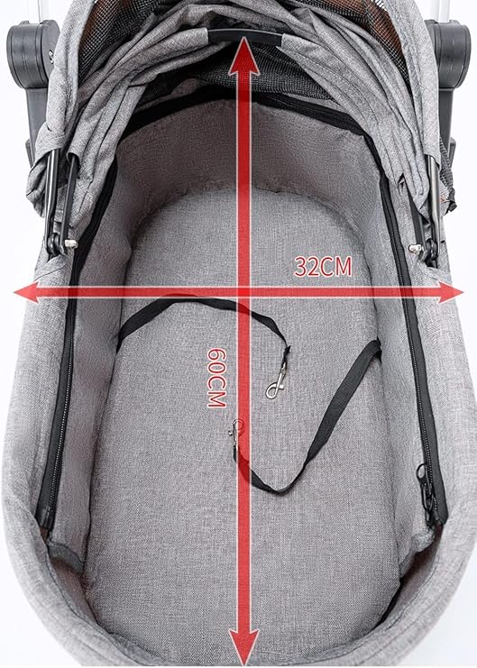Dog Stroller Pet Stroller Pet Dog and Cat Stroller, 4 Wheels, Folding Carrier for Small and Medium Size Dog and Cat Travel Waterproof Puppy Stroller (Grey)