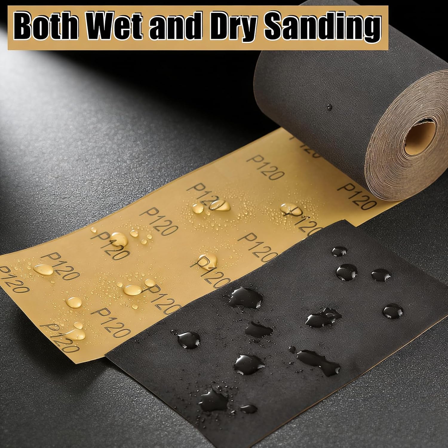 MAXMAN 240 Grit Sandpaper Roll, Silicon Carbide Wet Dry Longboard Sand Paper, 3-2/3" Wide11 Yard Long Continuous Roll, for Auto, Wood, Metal Sanding Polishing, Hand Sanding Blocks