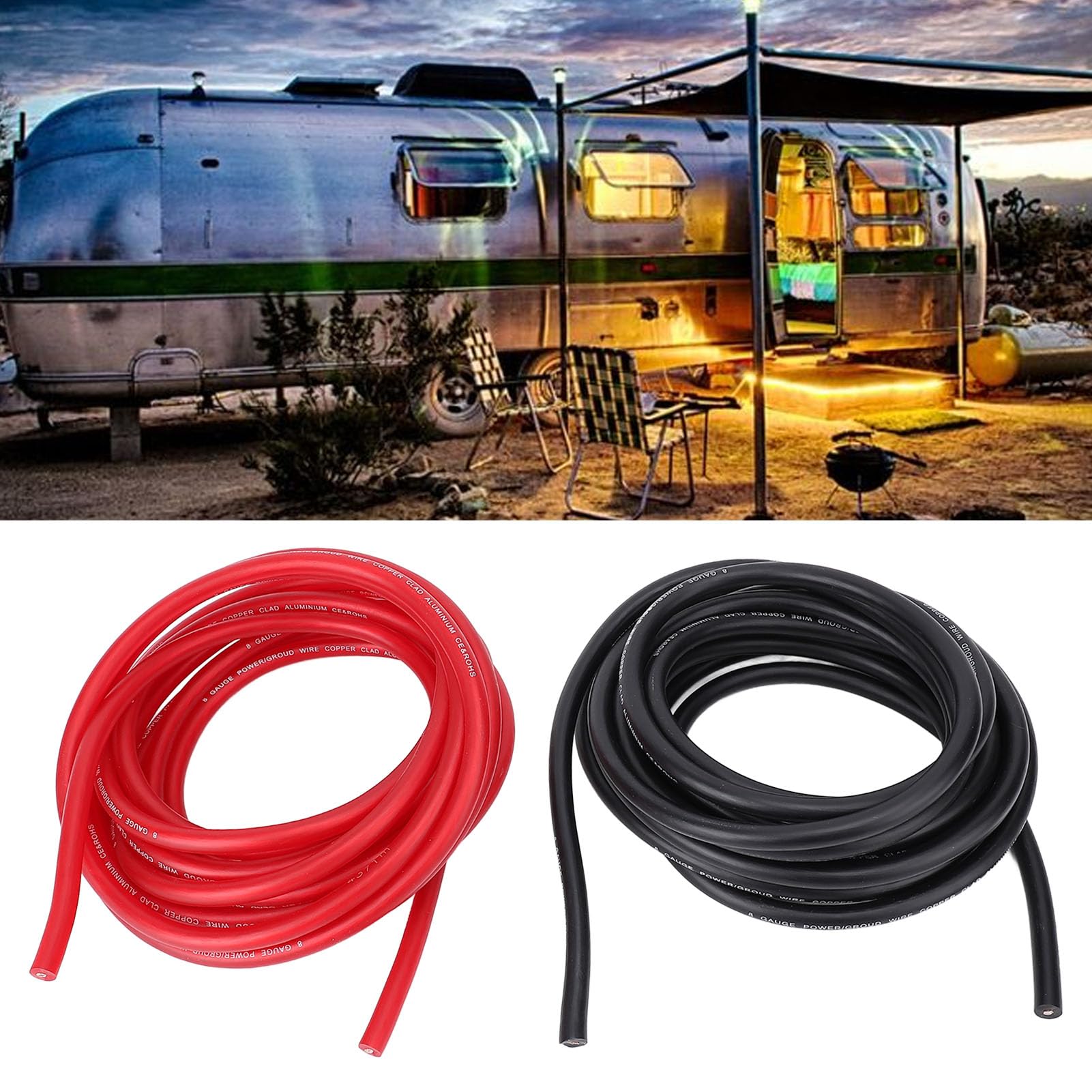 Generic Przewód o średnicy 8, Kabel Uziemiający, łatwa Instalacja 8AWG w Pojeździe, Kamperze, Przyczepie, łodzi (25FT)