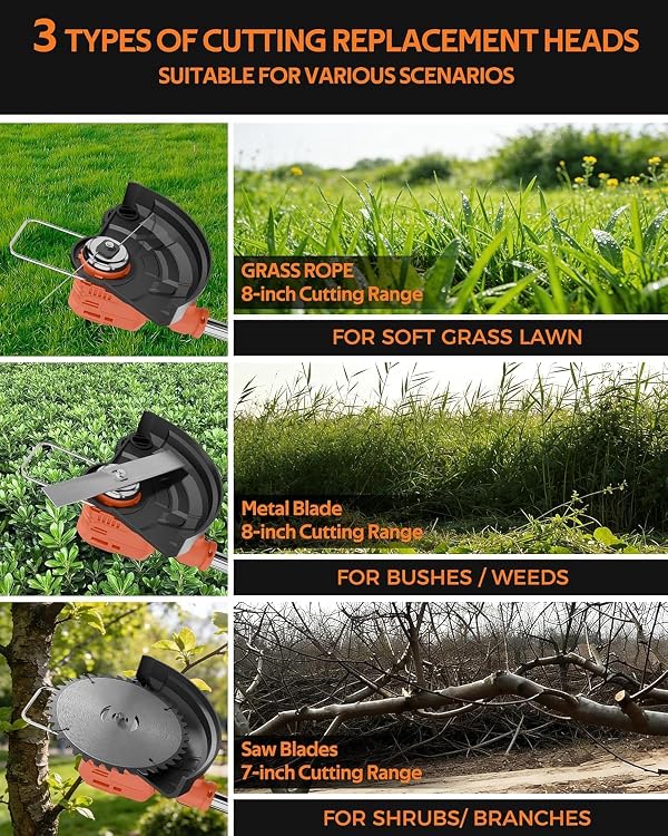21V Cordless Weed Wacker, 3-in-1 Foldable String Trimmer/Edger/Grass Cutter, Lightweight Cordless Weed Eater with 2x2.0Ah Batteries & Charger for Lawn Garden Yard Maintenance by LIONTOTO - Used condition - Image 7