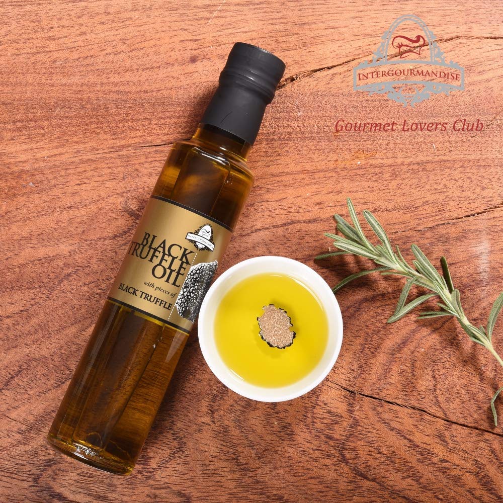 Huile d'Olive à la Truffe Noire | InterGourmandise | 250 ml | avec Truffe en morceaux