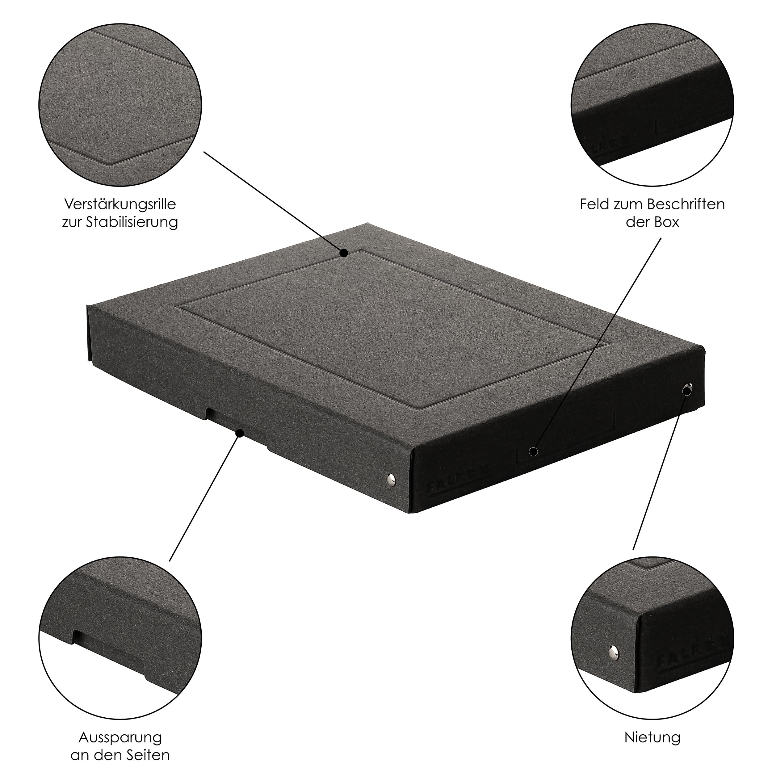 FALKEN 5x PureBox Black aus Recycling-Karton 40 mm hoch DIN A4
