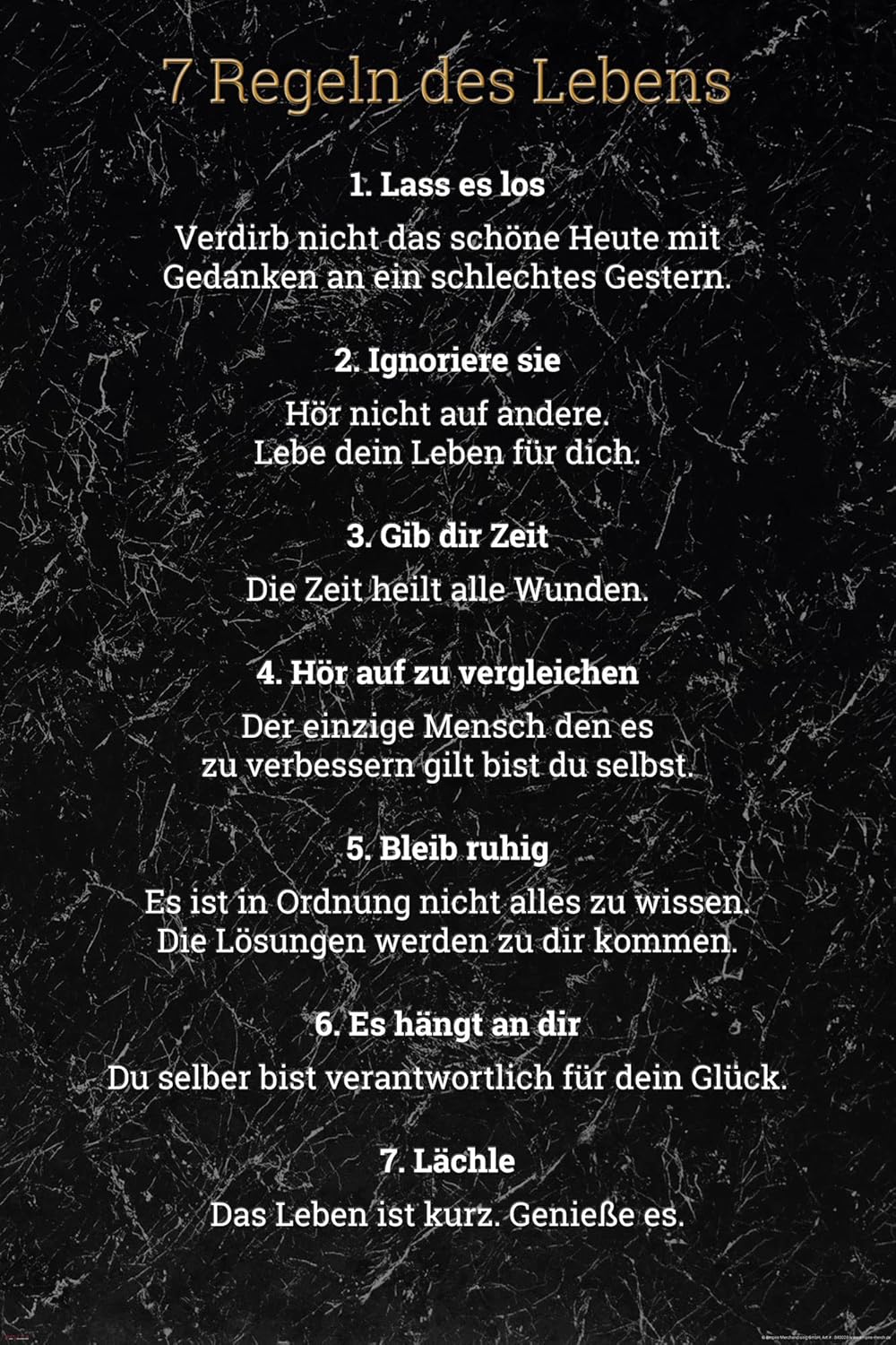 empireposter Motivational - 7 Regeln des Lebens - Schwarz Version 2 ...