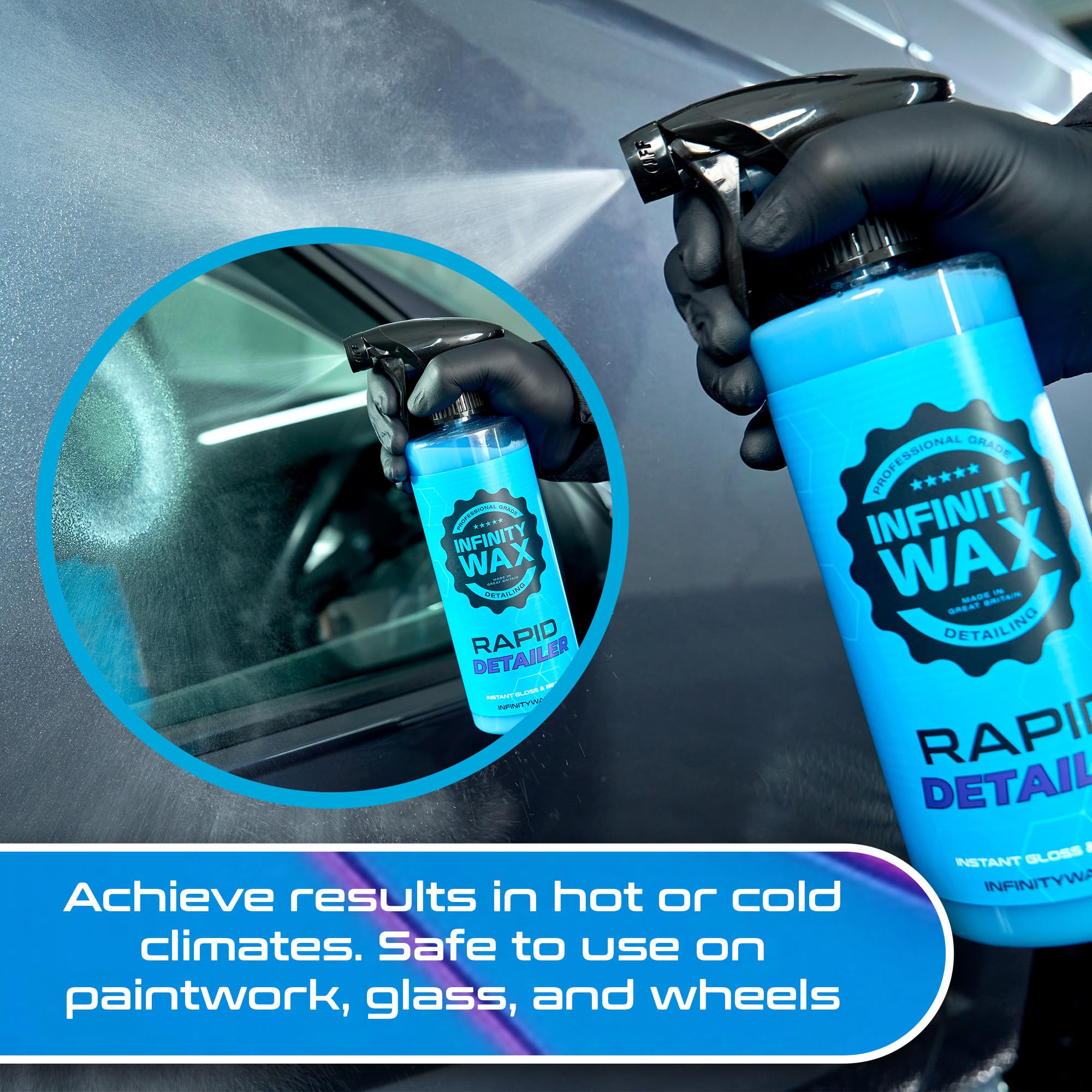 Infinity Wax Rapid Detailer Blue 5L - Spray de Detailer Rápido, Alto Brillo y Agua Brillante Sin Pulido, a Base de Siloxano. Destacadora de Auto Segura para Múltiples Superficies en Tamaño Comercial.
