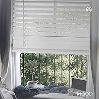 Vista 3 de MOOD Persianas de madera sintética Luxe Persianas de 54 pulgadas para ventanas Tratamiento de ventana blackout inalámbrico de 2 pulgadas