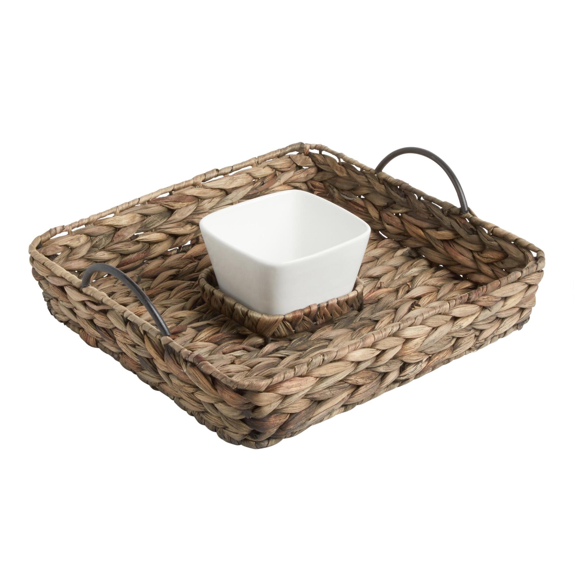 15.25” Island Breeze Woven Square Chip & Dip Dish