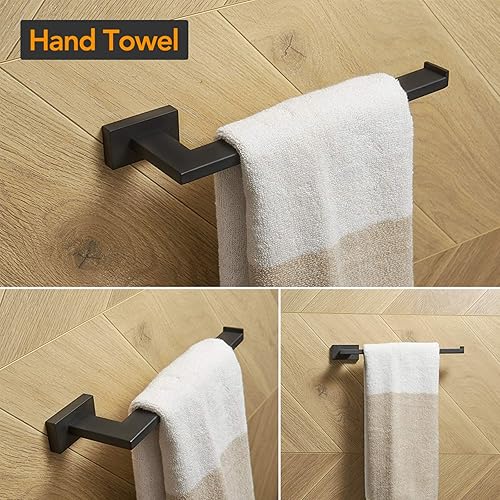 Miniatura 3 de BESy Juego de accesorios de baño de 4 piezas (toallero, toallero de mano, soporte para papel higiénico, gancho para toallas), colgador de toallas