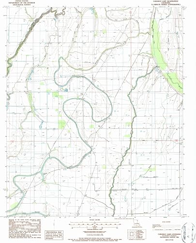 Louisiana Maps - 1986 Caraway Lake, LA - USGS Historical Topographic Wall Art  24in x 30in