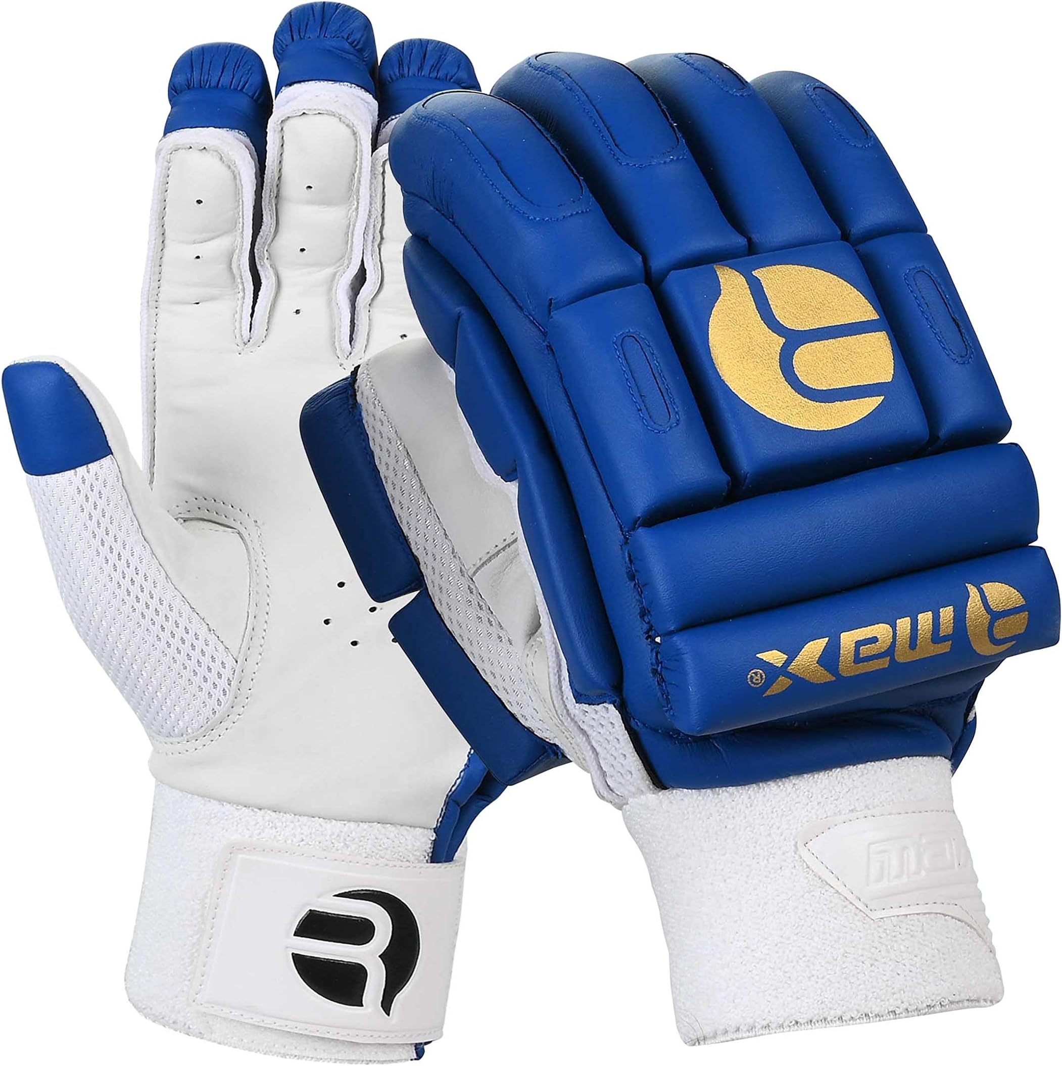 RMAX Unisex Leather & PU Cricket Batting Gloves (Senior, Right Hand) (Royal Blue)