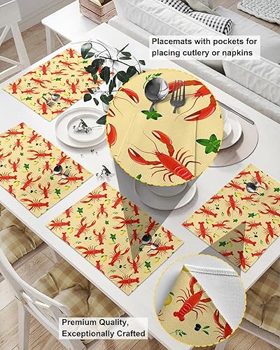 Miniatura 9 de Pink Floral Spring Flower Table Placemats for Dining Table Set of 2,Cotton Linen Cloth Kitchen Place Mats with Pocket,Washable Burlap