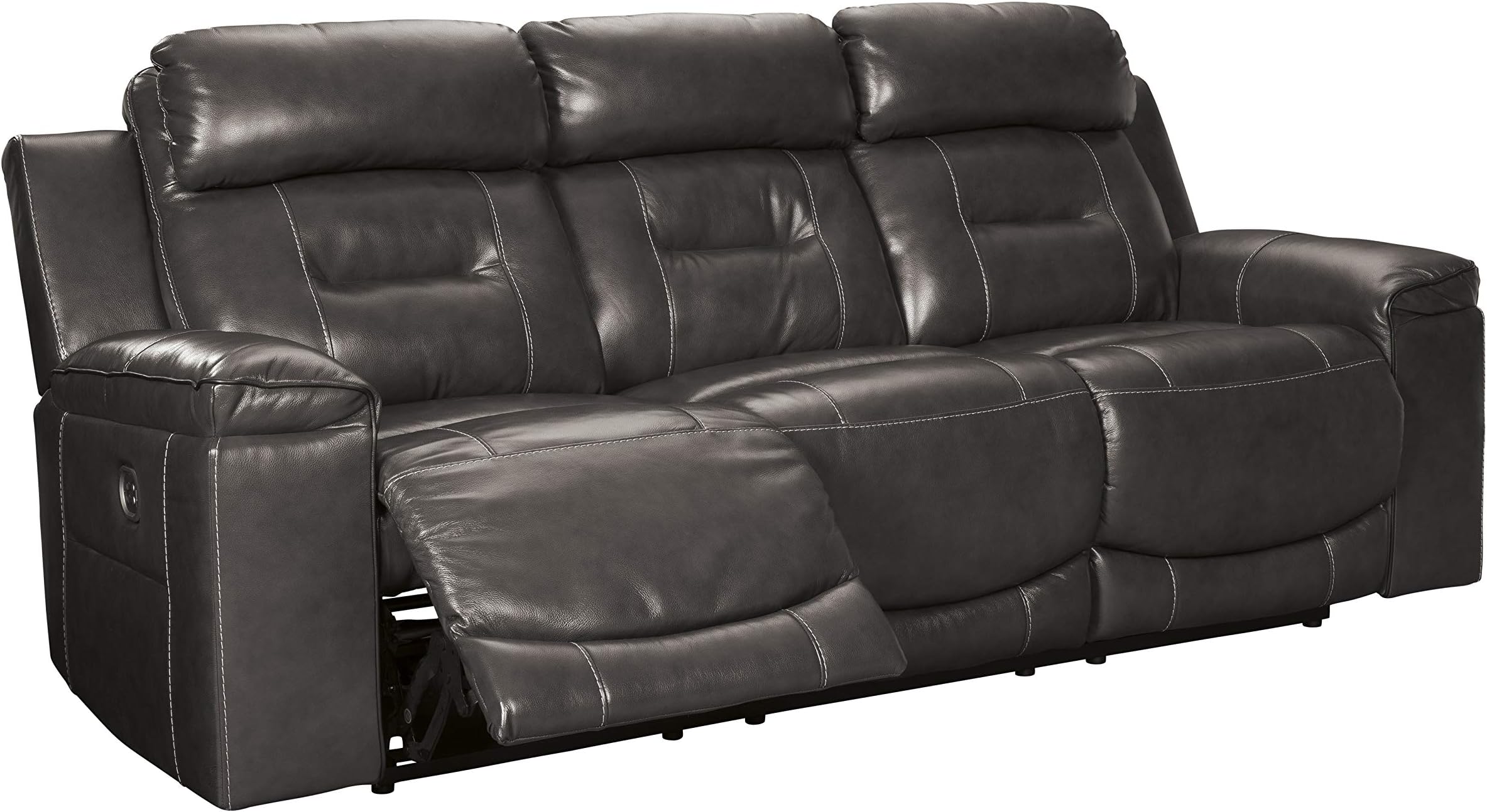 Signature Design by Ashley Pomellato Power Reclining Sofa with Adjustable Headrest Gray