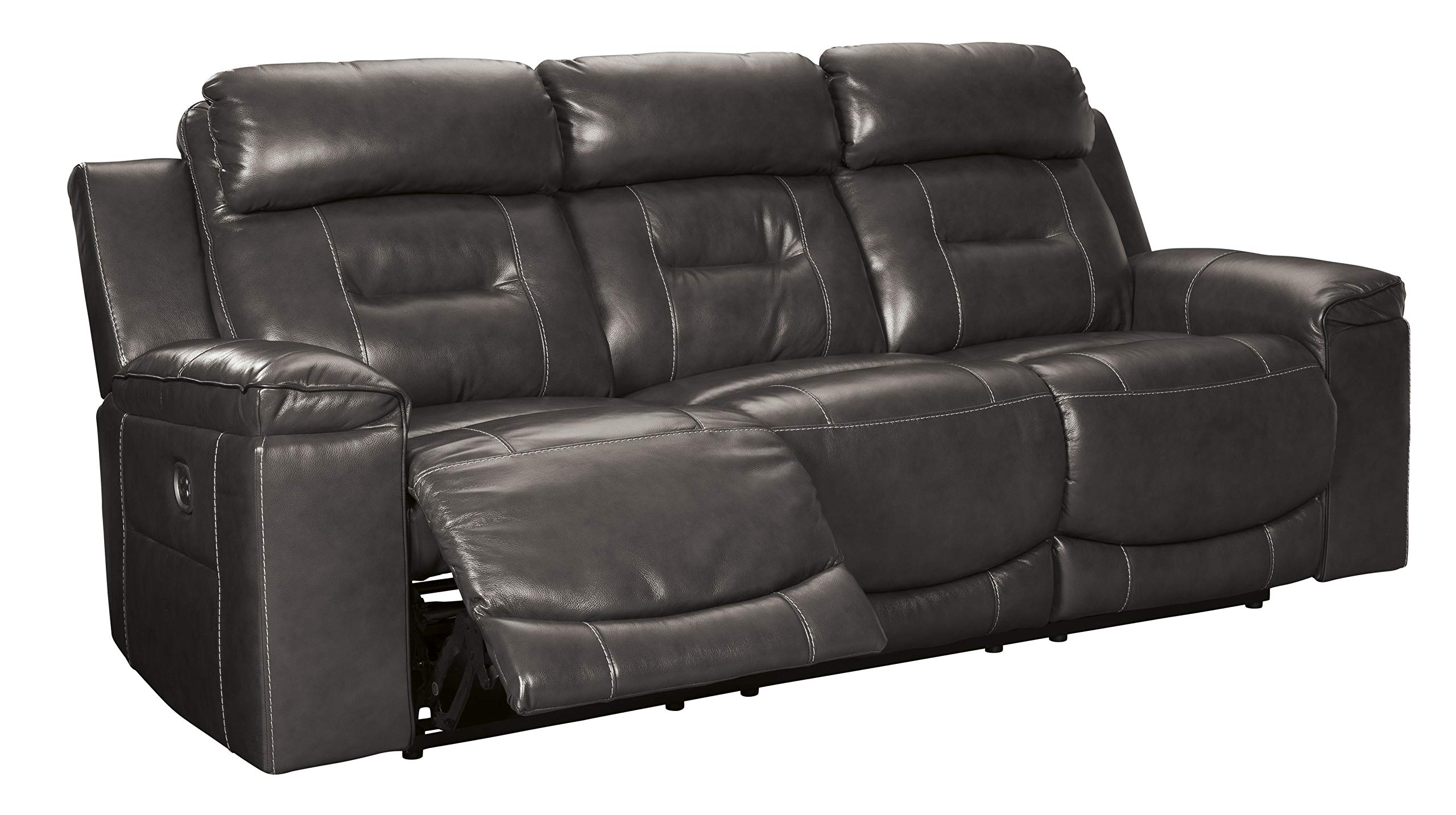 Signature Design by Ashley Pomellato Power Reclining Sofa with Adjustable Headrest Gray