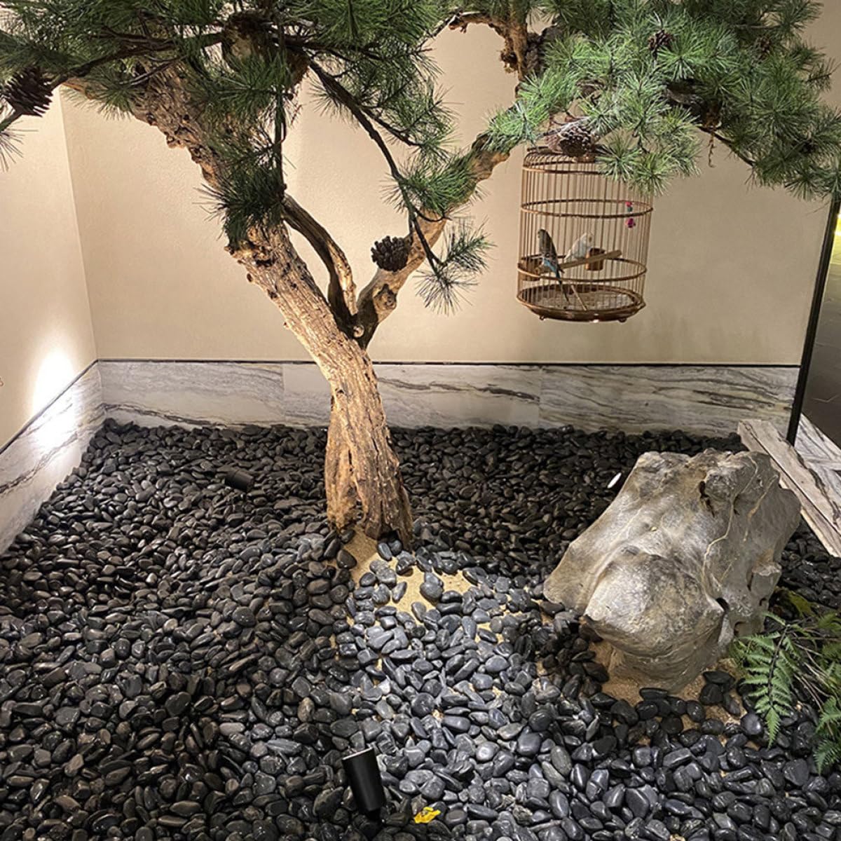 ifundom Sassi Decorativi Neri Naturali Tondi per Paesaggistica e Acquari, Pietre per Vaso e Giardino che Aiutano a Trattenere L'umidità del Terreno