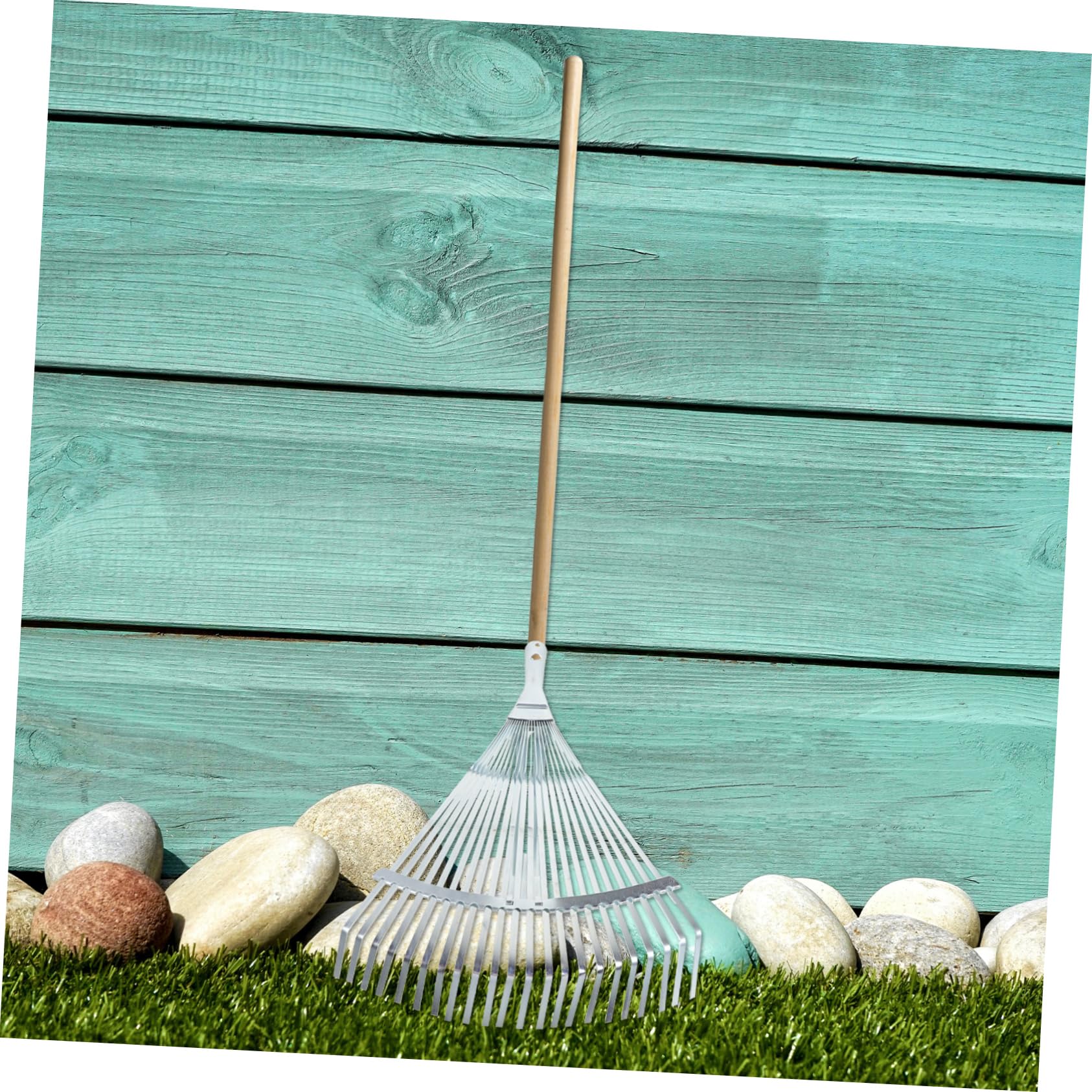 Verstellbarer Metall Laubrechenkopf für Rasen 22 Zähne 29-46cm Robust aus Kohlenstoffstahl Klappbar für Gartenarbeit und Hof