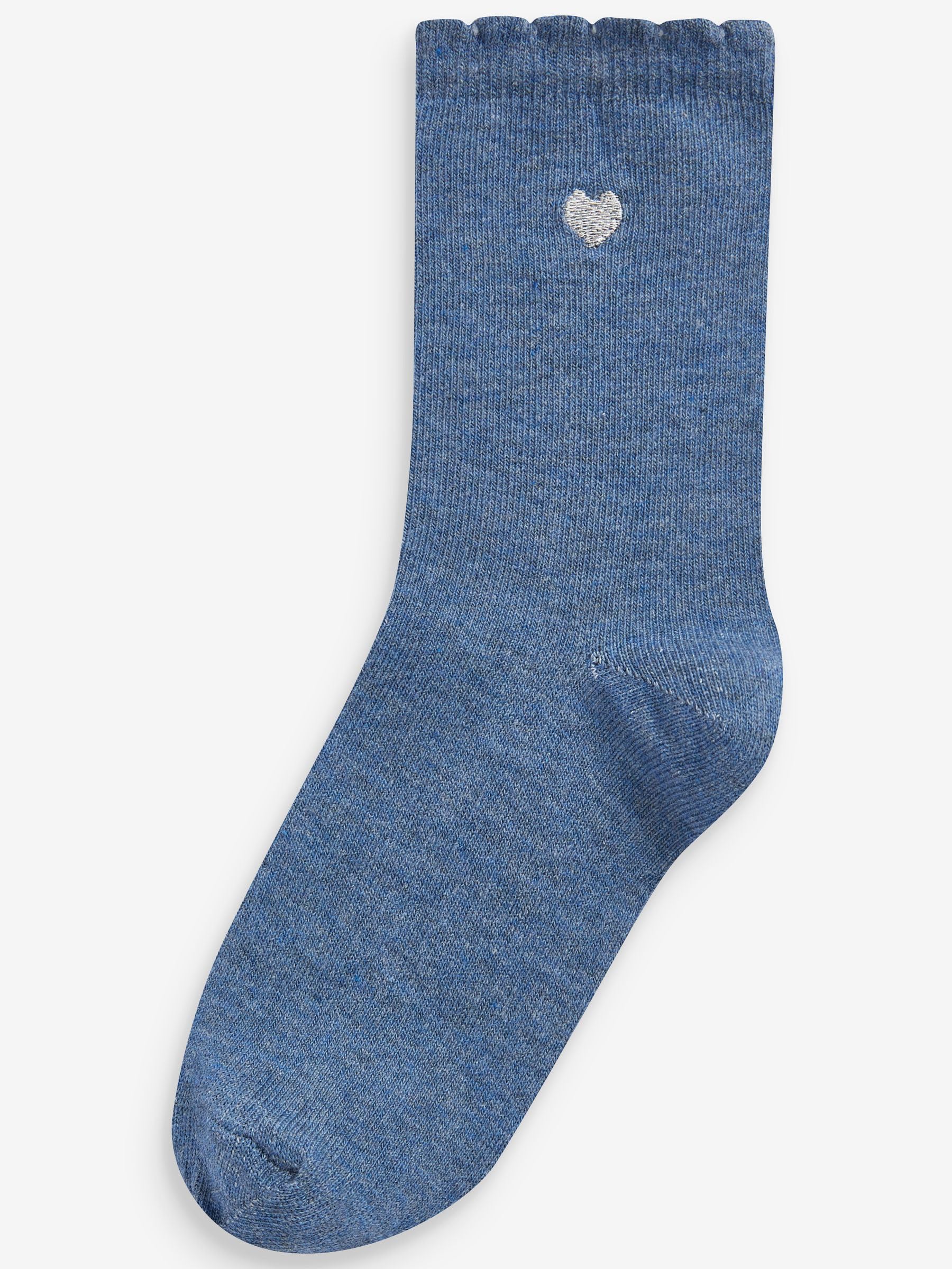 NEXT Fille Lot de 7 paires de chaussettes de sport enrichies en coton avec cœur brodé Multi-couleurs 31-36