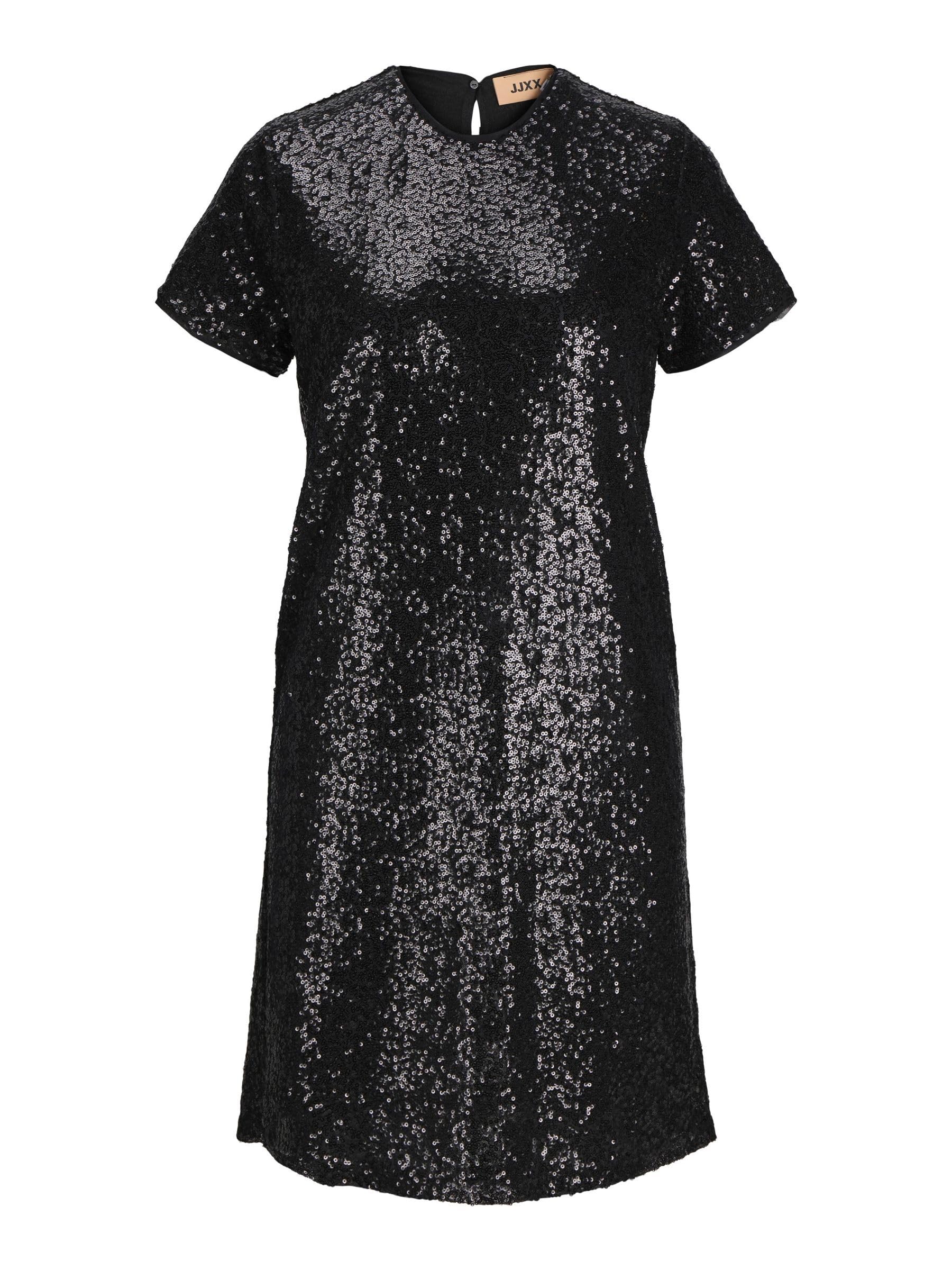 JJXX Jack&Jones JXMIA SS Sequin Tee Dress WVN, Black, L