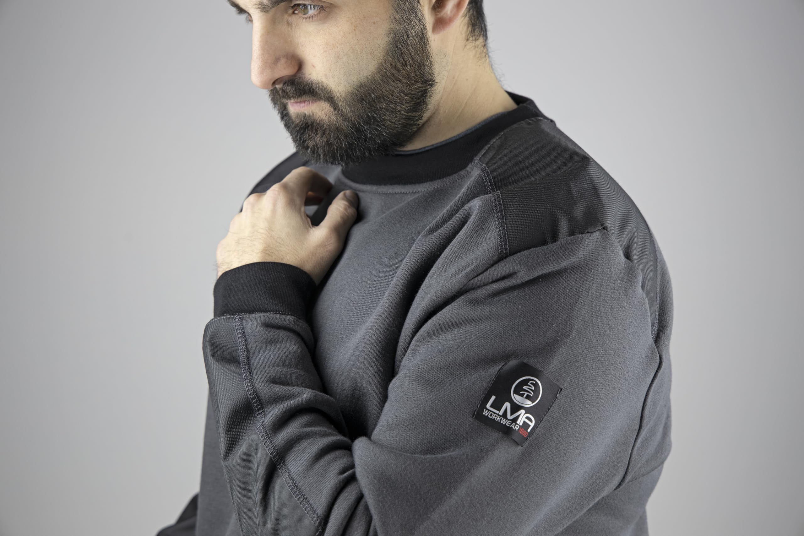 LMA Sweat de Travail col Rond BUCAREST - Gris Charcoal/Noir XL - 5 - Vêtements de Travail
