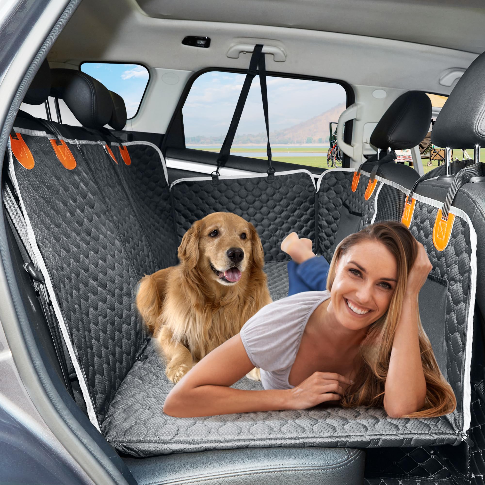 ANOSOSPECIAL posteriore Seat Extender, Dog Car Seat Cover, Impermeabile Pet Amaca Letto di Viaggio, Facile Pulire per Auto SUV Truck (Nero)