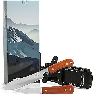 BPS Knives Hunting Set by Fred Perrin - Premium Handmade Knife Gift - Stainless Steel Camping Knives with Leather Sheath - Utility Outdoor Knives - Fixed Blade Full Tang Knives - BPSKNIVES
