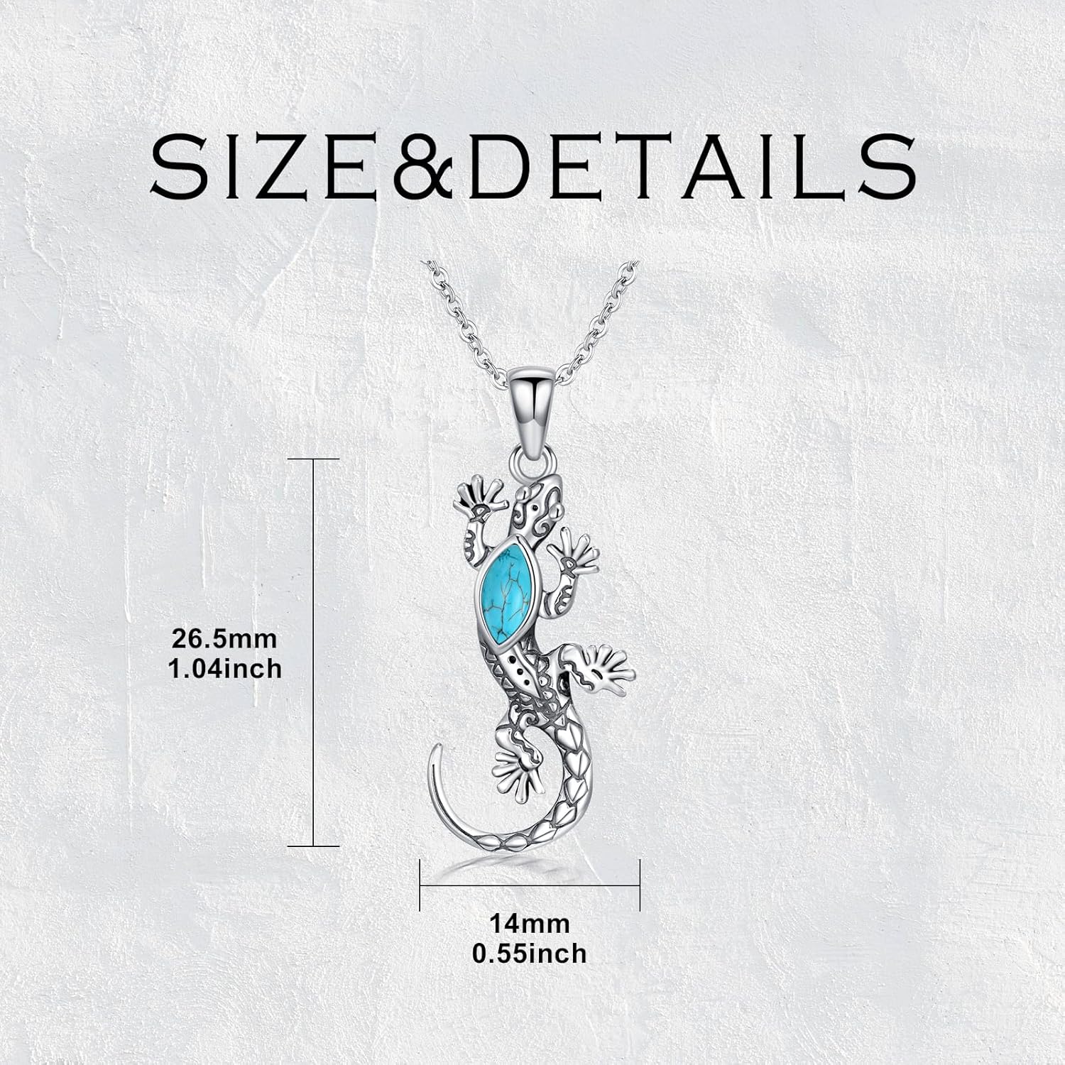 Gecko Necklace 925 Sterling Silver Real Turquoise Gemstone Lizard Pendant Animal Vintage Jewelry for Women - Image 5