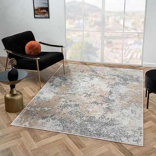 LUXE WEAVERS Chelsea Collection 7337 - Alfombra abstracta moderna de 5 x 7 pulgadas, color beige