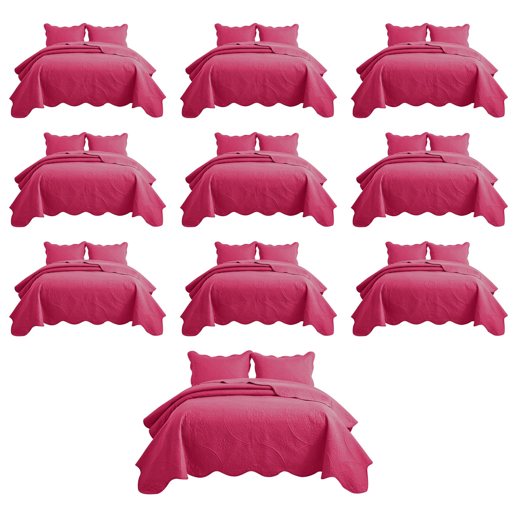 IR Imperial Rooms Queen Quilt Pink Floral 10 Pack for Hotel Guest Bedroom