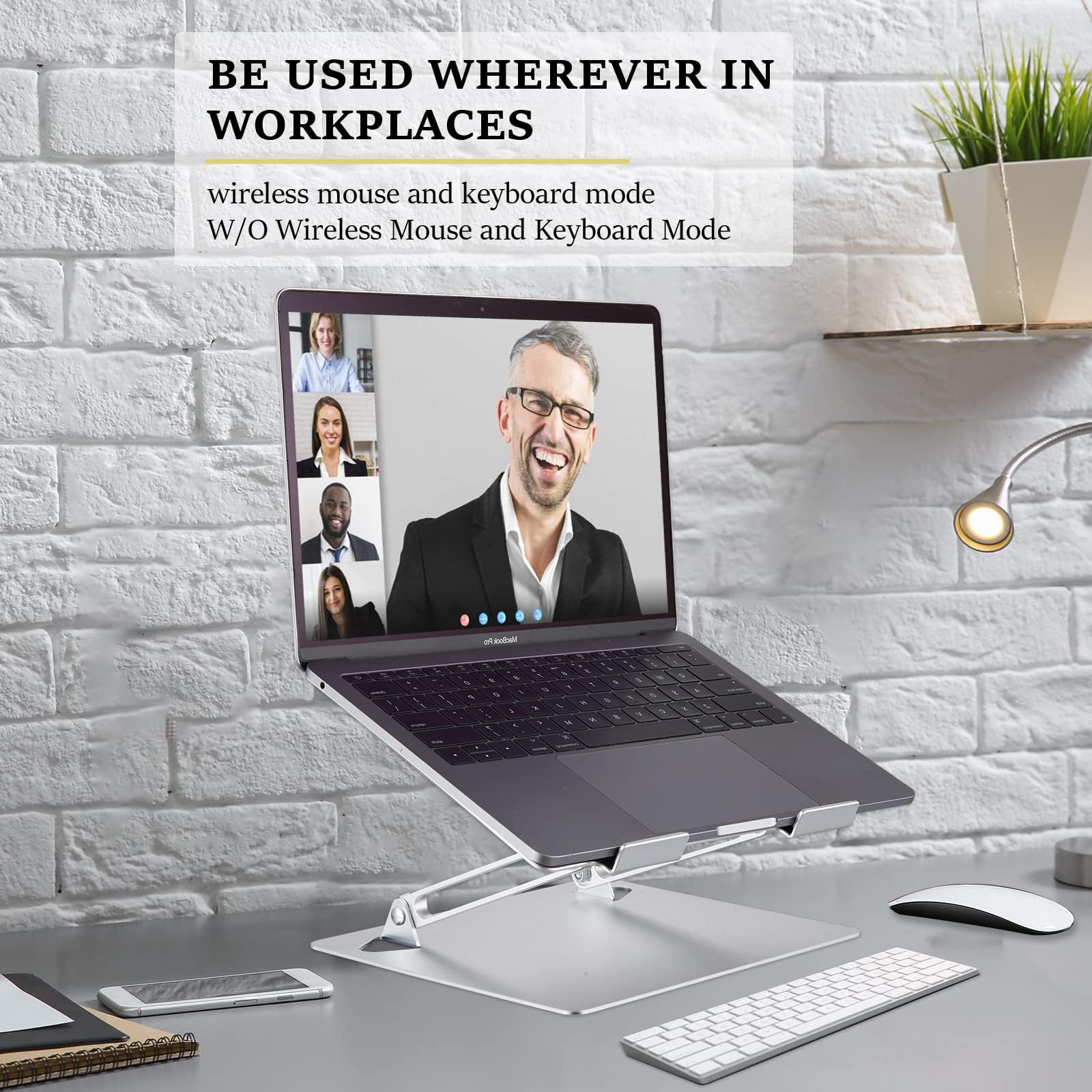 Soporte ergonómico de aluminio para computadora portátil, altura ajustable, elevador plegable para laptop de 10 a 17 pulgadas (plateado)