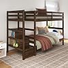 Max & Finn Zaire Twin Bunk Bed for Kids with Stairs, Twin Bunk Bed with Storage Shelves, Solid Wood, Mocha Espresso