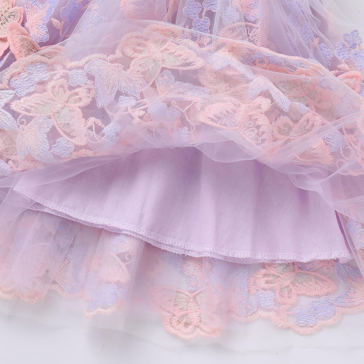 Toddler Baby Girl Butterfly Dress Princess Embroidered Flutter Sleeve Pageant Wedding Birthday Tulle Tutu Dress - Image 2