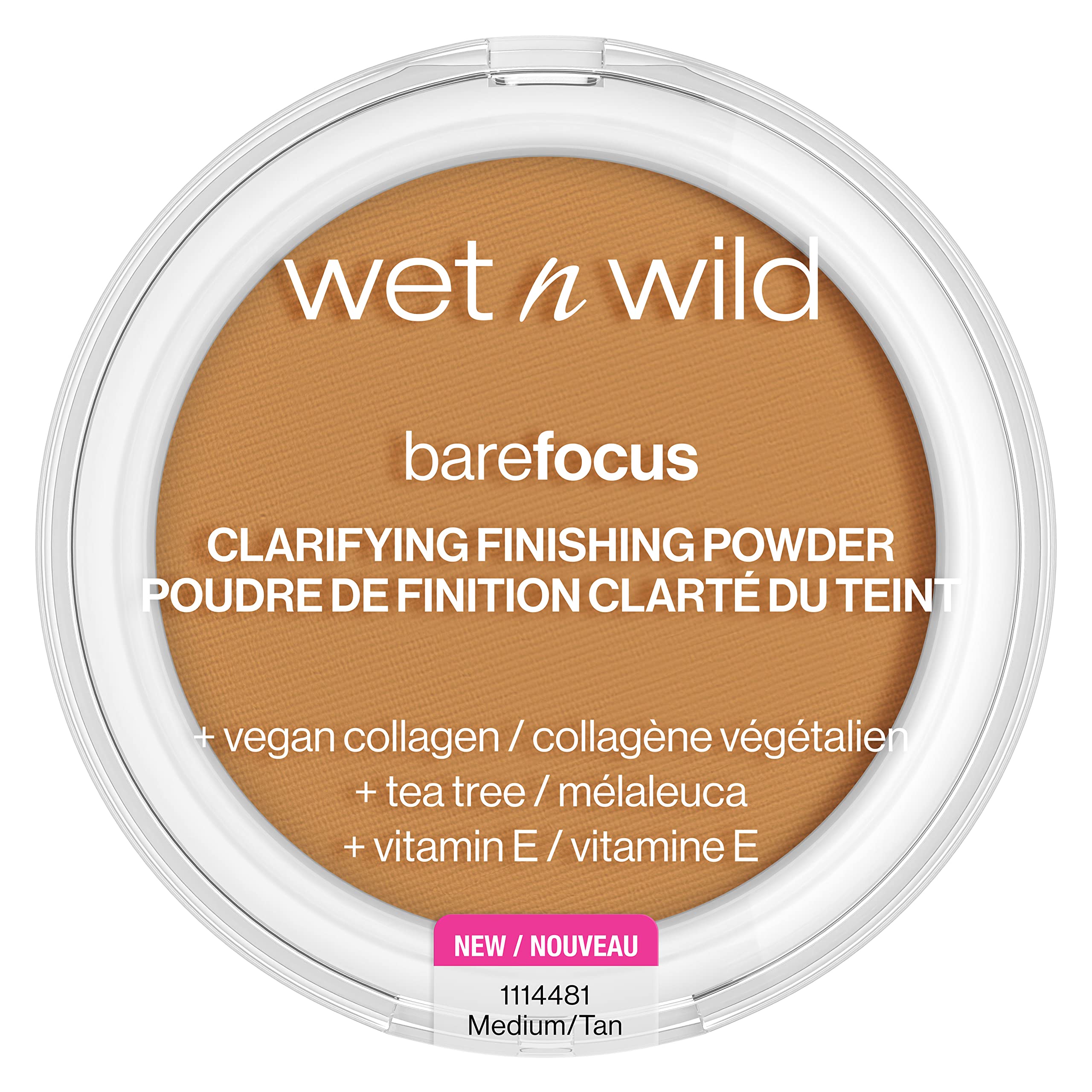 Wet n Wild, Bare Focus, Makeup Clarifying and Finishing Powder, Translucent and Matte for a Flawless Makeup Base, Long-Lasting, with Hyaluronic Acid and Vitamin E, for Medium/Tan Skin Tones