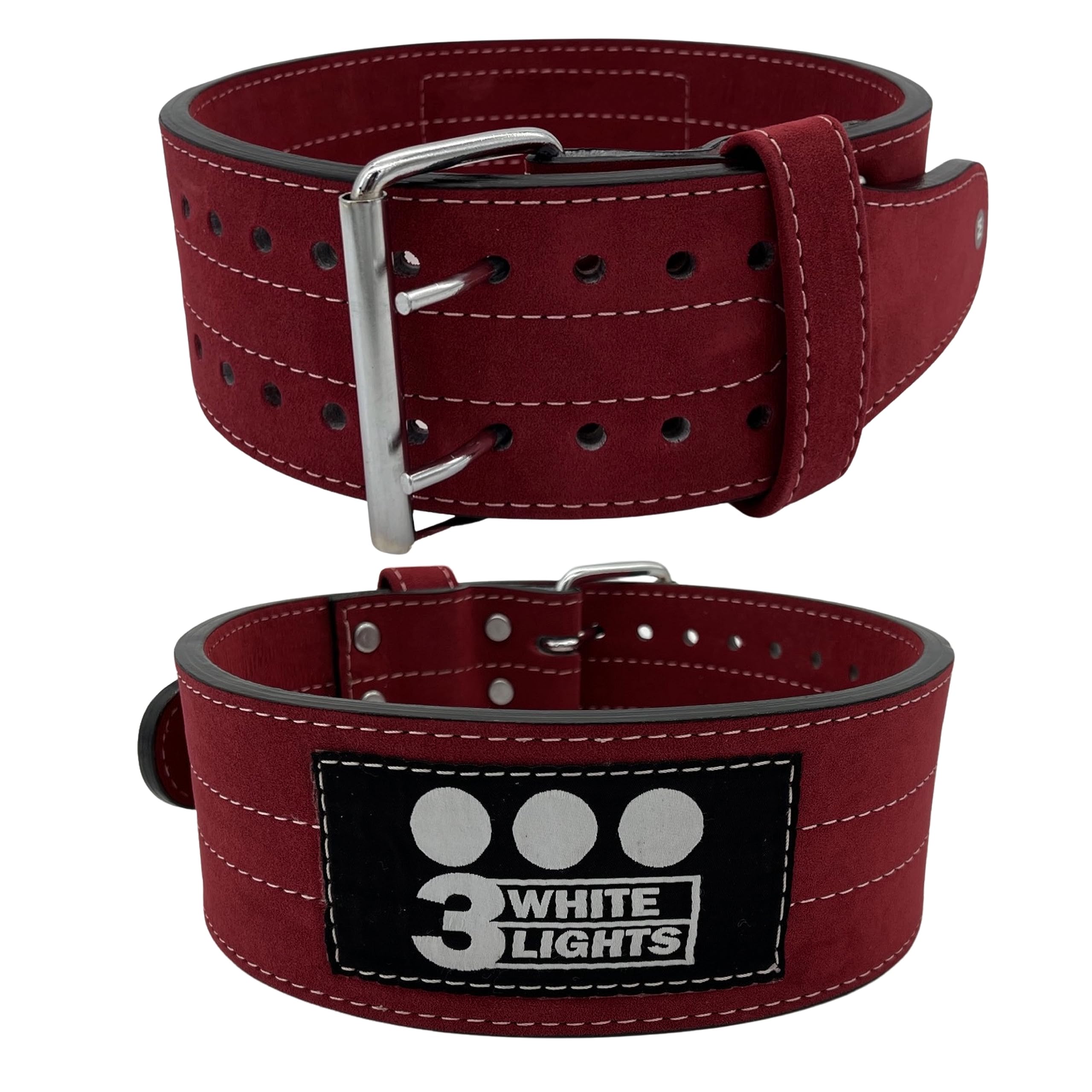 2 spinotti Powerlifting Belt 10 mm pelle scamosciata bodybuilding sollevamento pesi