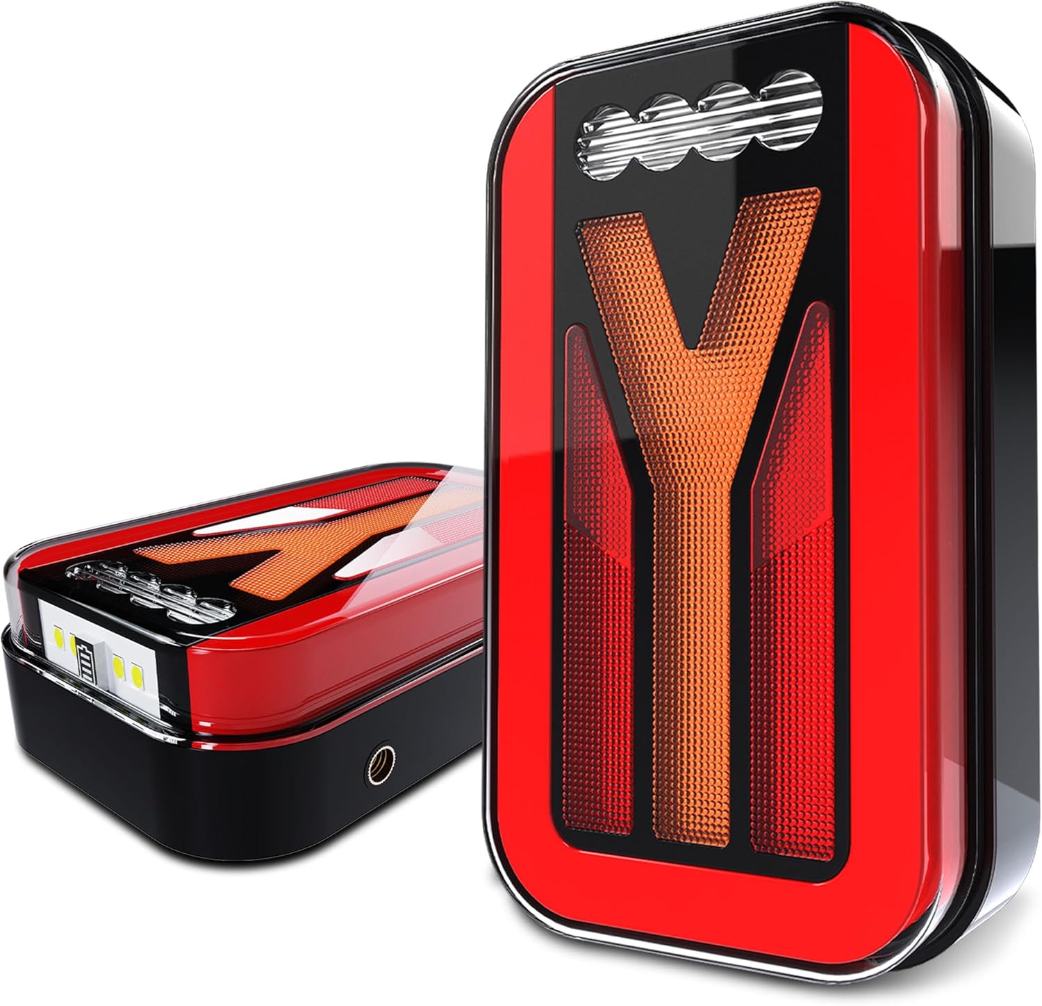 2Pack Magnetic Wireless LED Trailer Rear Lights Kit, Rechargeable LED Turn Brake Parking Lights Indicator License Plate Lights for Trucks Trailers Caravans Campers RVs - Universal 4 Pin & 7 Pin