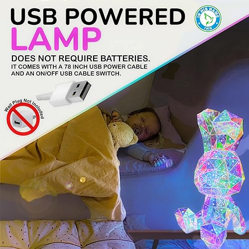 Miniatura 4 de In His Name Luz nocturna LED de conejo, lámpara holográfica de conejo arcoíris, lámpara de conejo de alta calidad y lámpara de luz de conejito de