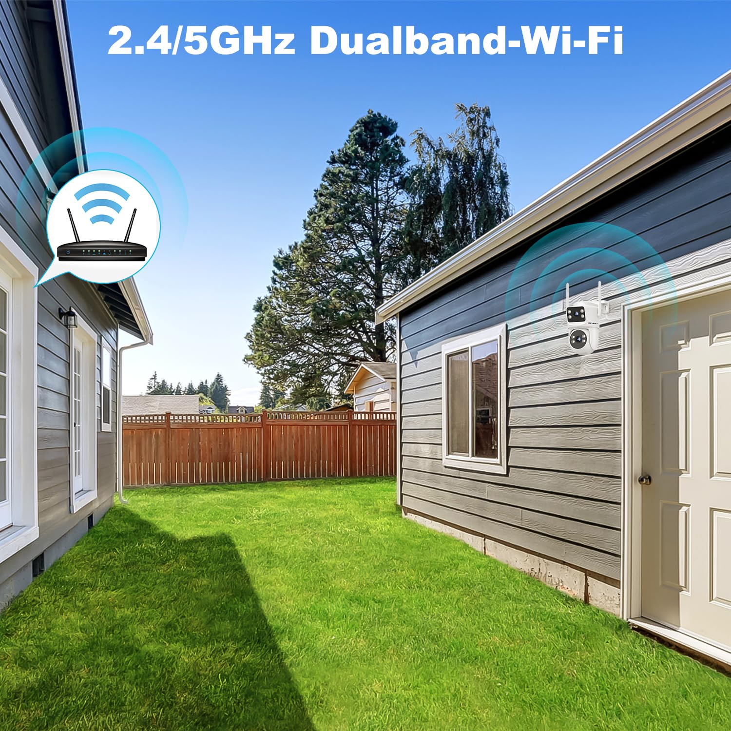 GENBOLT Dual Lens WLAN Überwachungskamera Aussen, PoE Kamera 2.4/5GHz WiFi