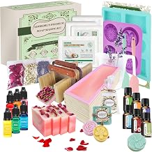 EDSRDRUS Advanced Soap Making Kit for Adults - Large Soap Making Supplies, DIY Complete Set with 4lbs Glycerin Soap Base, Soap Loaf Molds, Cutting Box, Silicone Molds, Essential Oils, Dyes